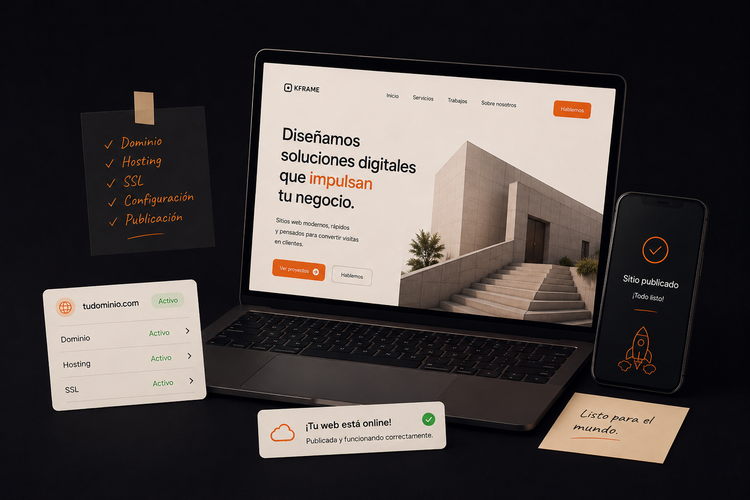 Publicación online del sitio web con dominio, hosting y ajustes finales